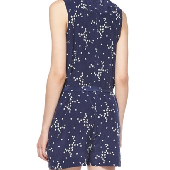 Equipment 100% Silk Stars Print Romper M Navy - Picture 2 of 13